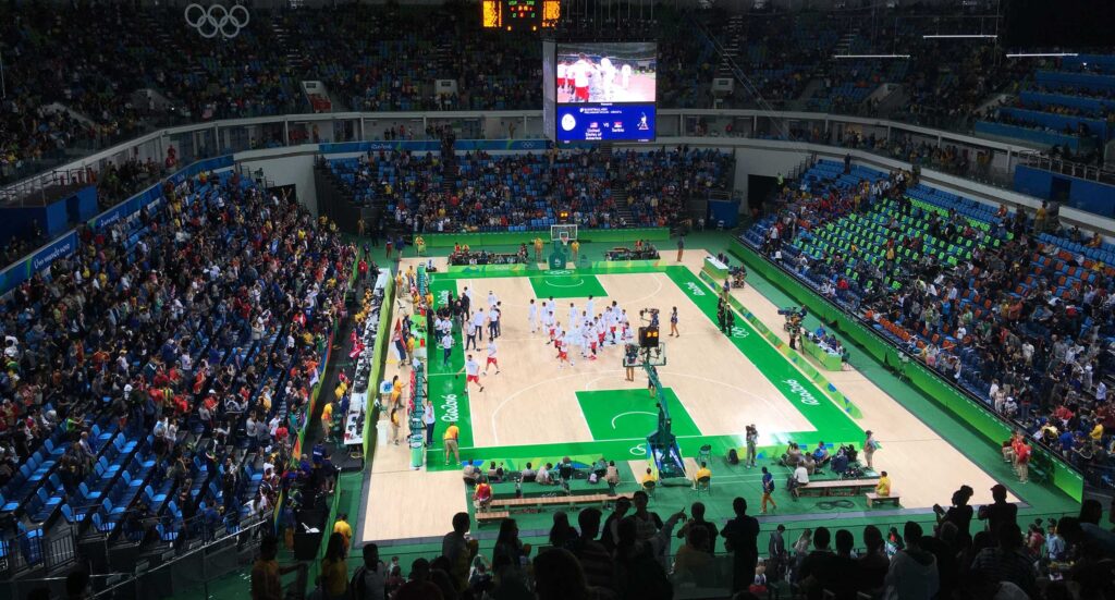 The U.S. and Serbia play in men's basketball in the Olympics in Rio de Janeiro