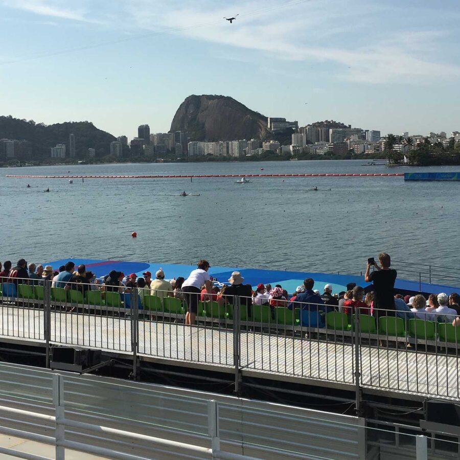 Rowers compete in the Olympics in Rio de Janeiro