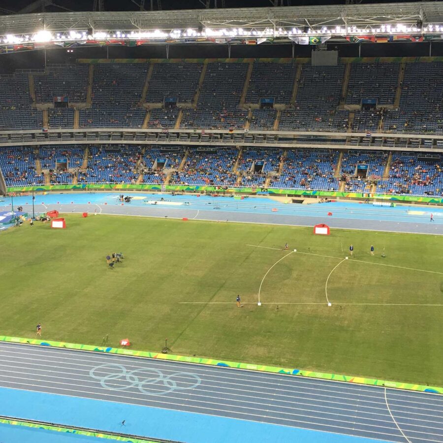 The inside of the Olympic Stadium in Rio de Janeiro, Brazil