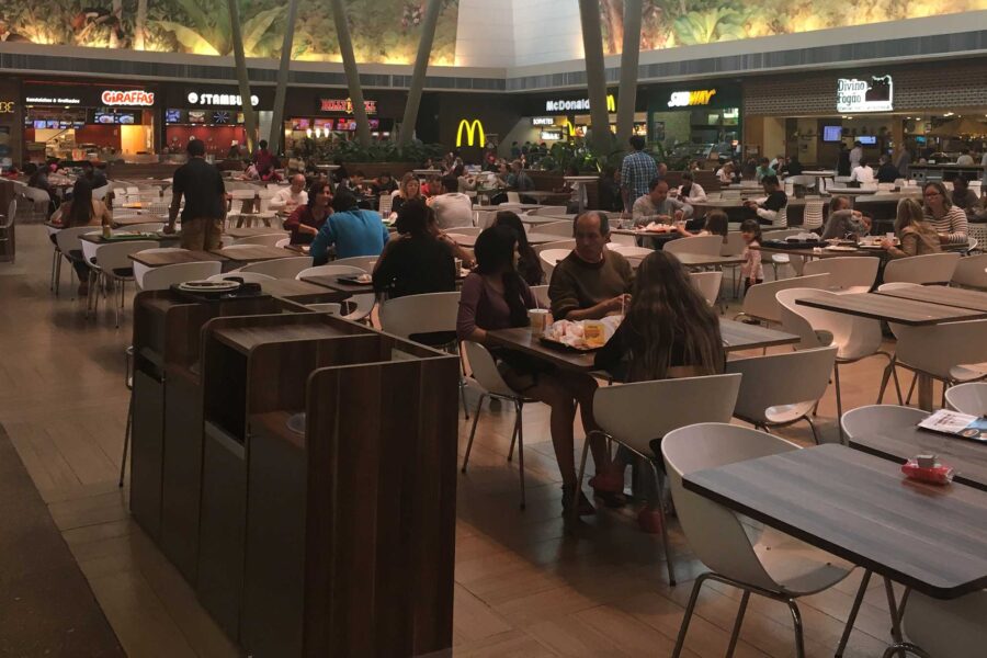 A food court at a mall in Rio de Janeiro, Brazil