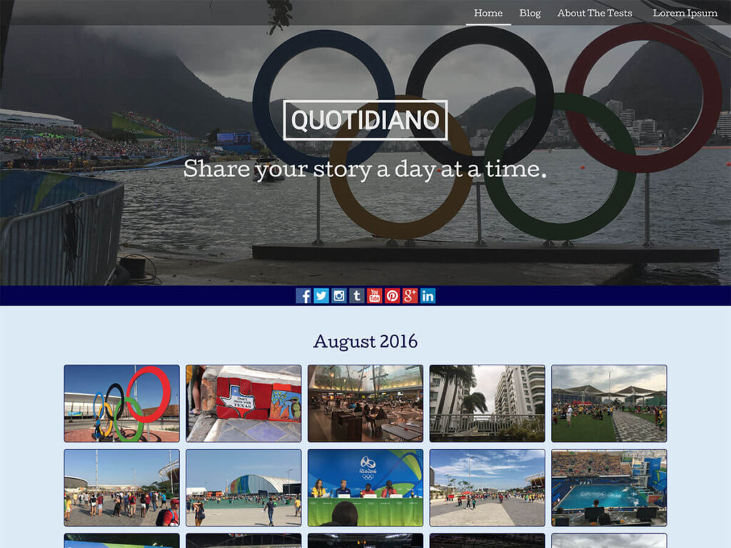 Homepage template for the Quotidiano WordPress theme