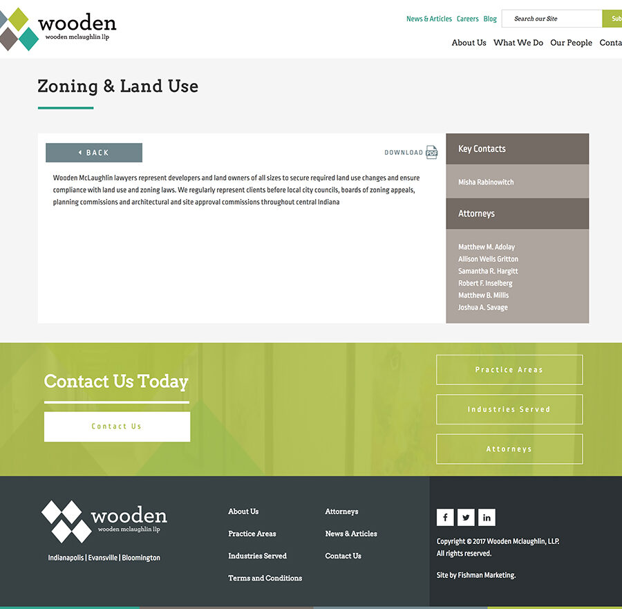 Single Practice Area template for the Wooden Lawyers website
