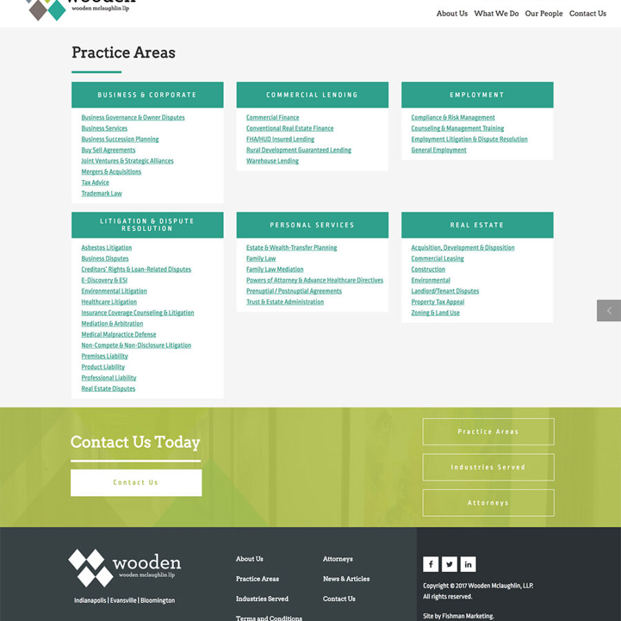 Practice Area page for the Wooden Lawyers website