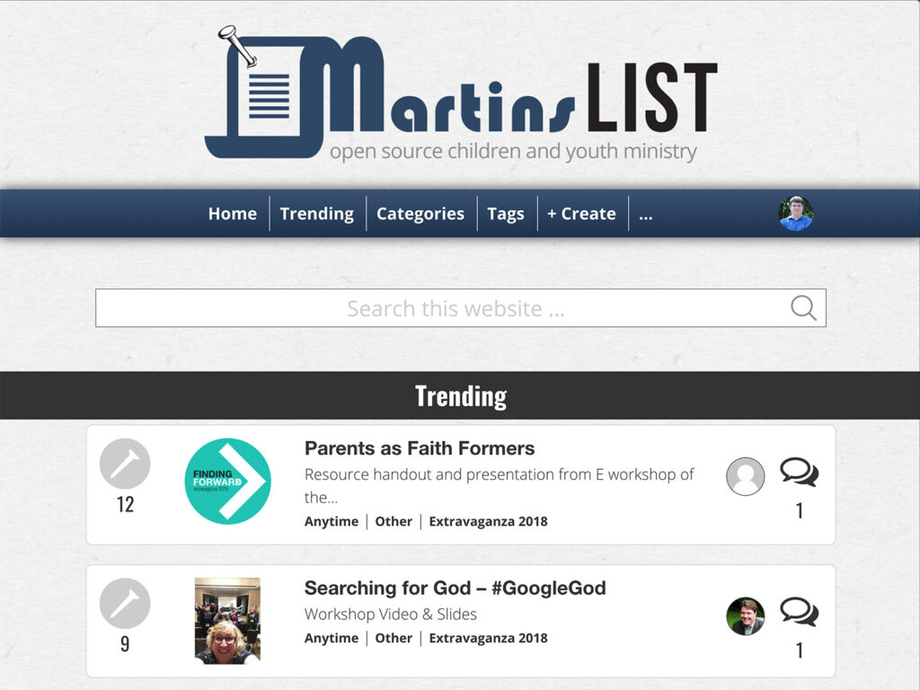 Screenshot of the Martin's List homepage