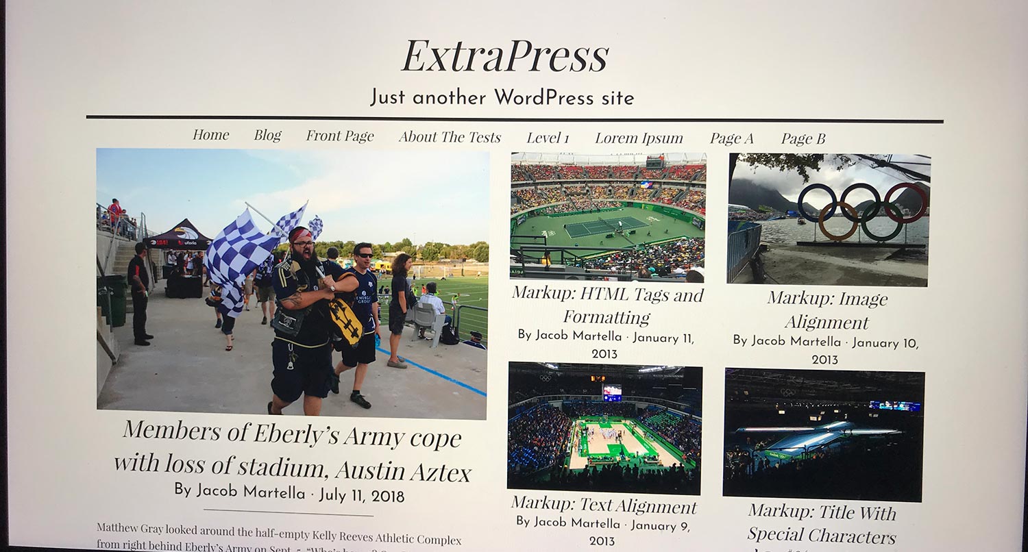 ExtraPress Gutenberg theme homepage template