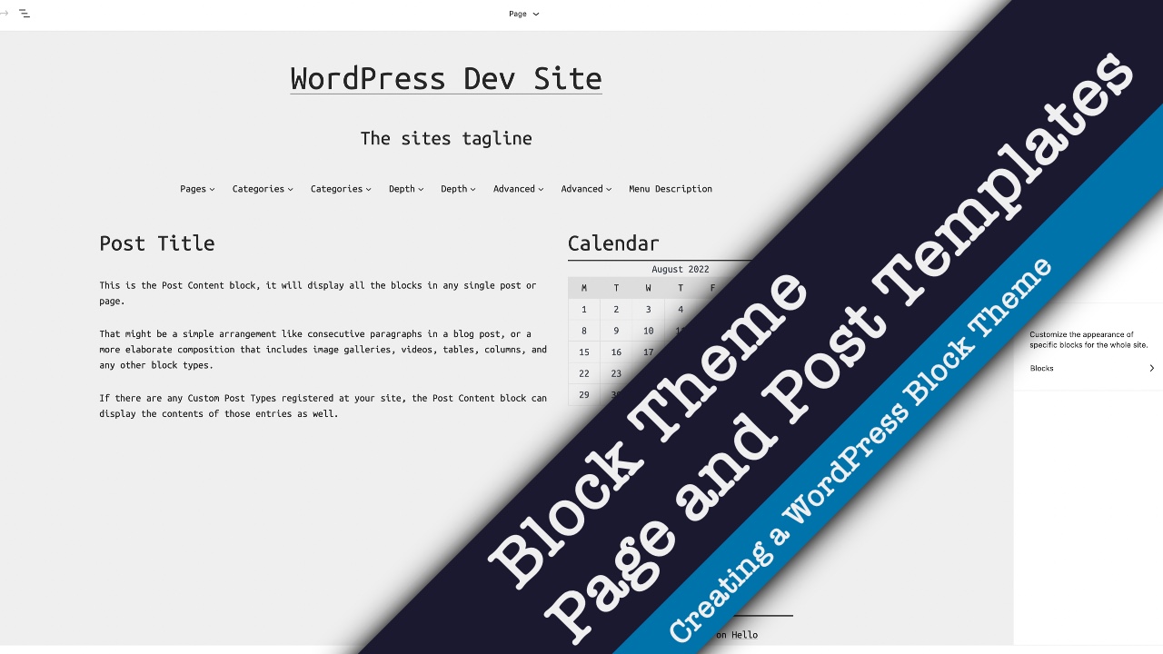Block Themes Page and Post Templates