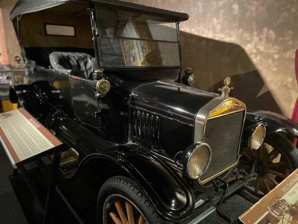 An old Model T car in a museum