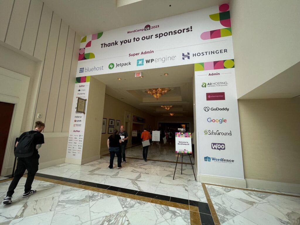 An entry way at a hotel convention center