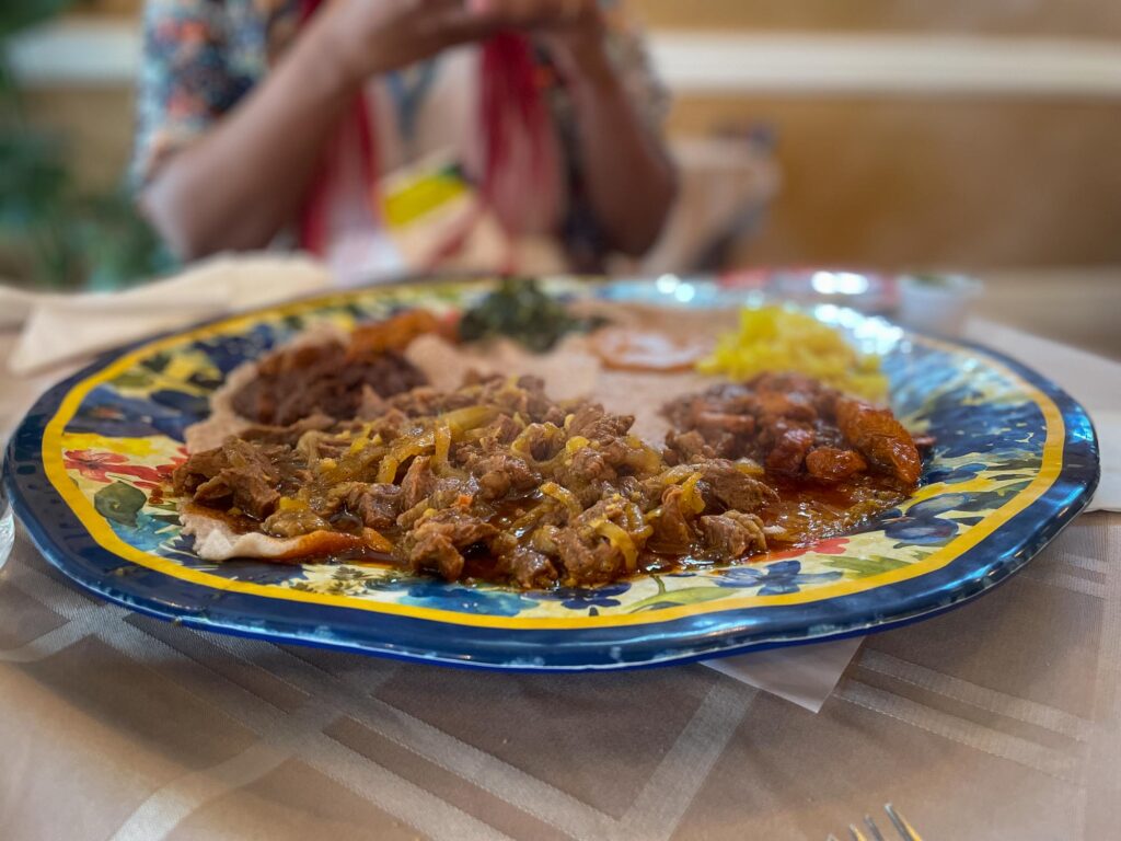 Ethiopian food on a large dish