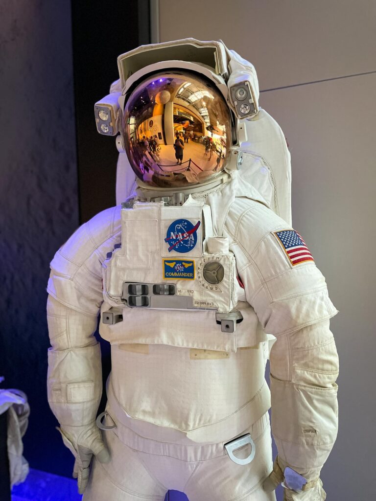 A white NASA astronaut suit