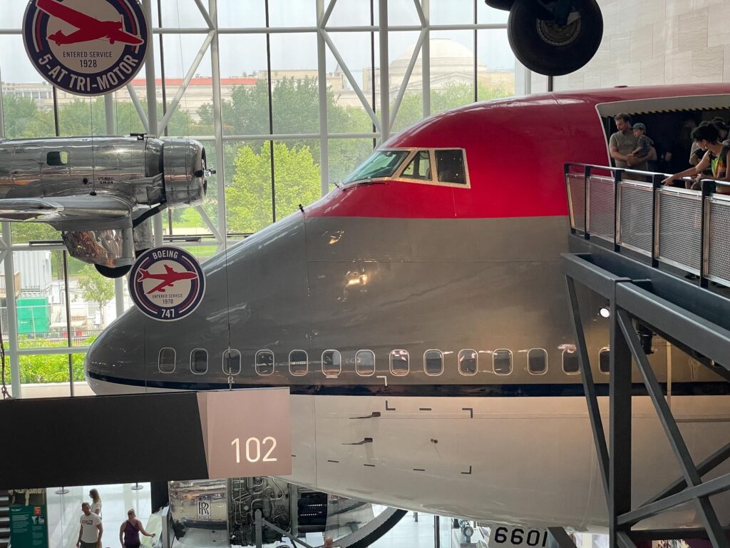 The front of a Boeing 747 in a museum