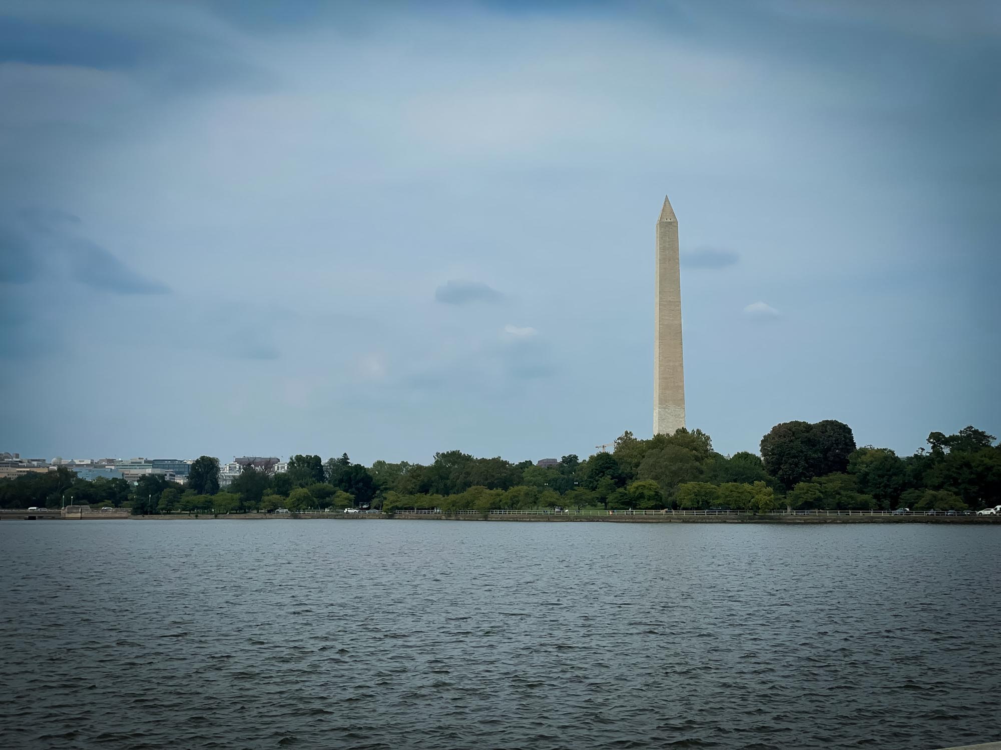 The Washington Memorial in the background with a body of water in the foreground