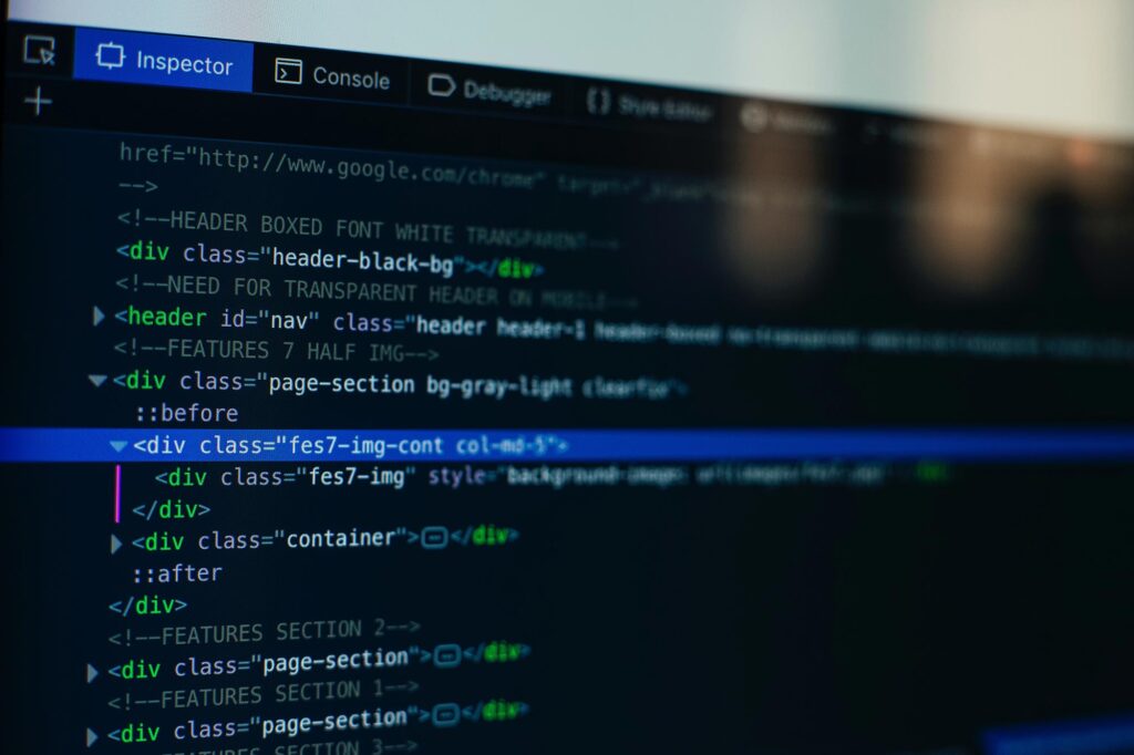 A screen showing HTML code