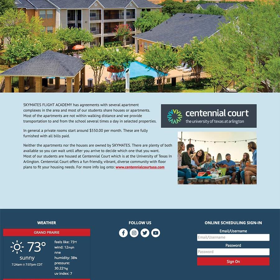 Screenshot of the Housing page for Skymates