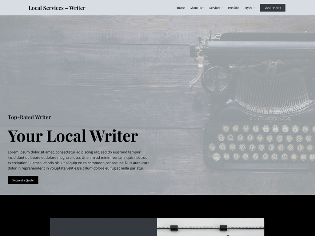 Screenshot of the Writer version of the Local Services theme